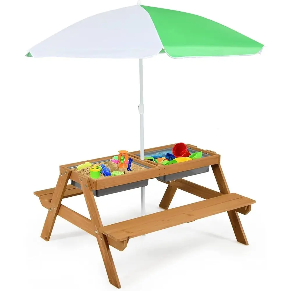 Outdoor Furniture Kids - Table de pique-nique 4-en-1 en bois