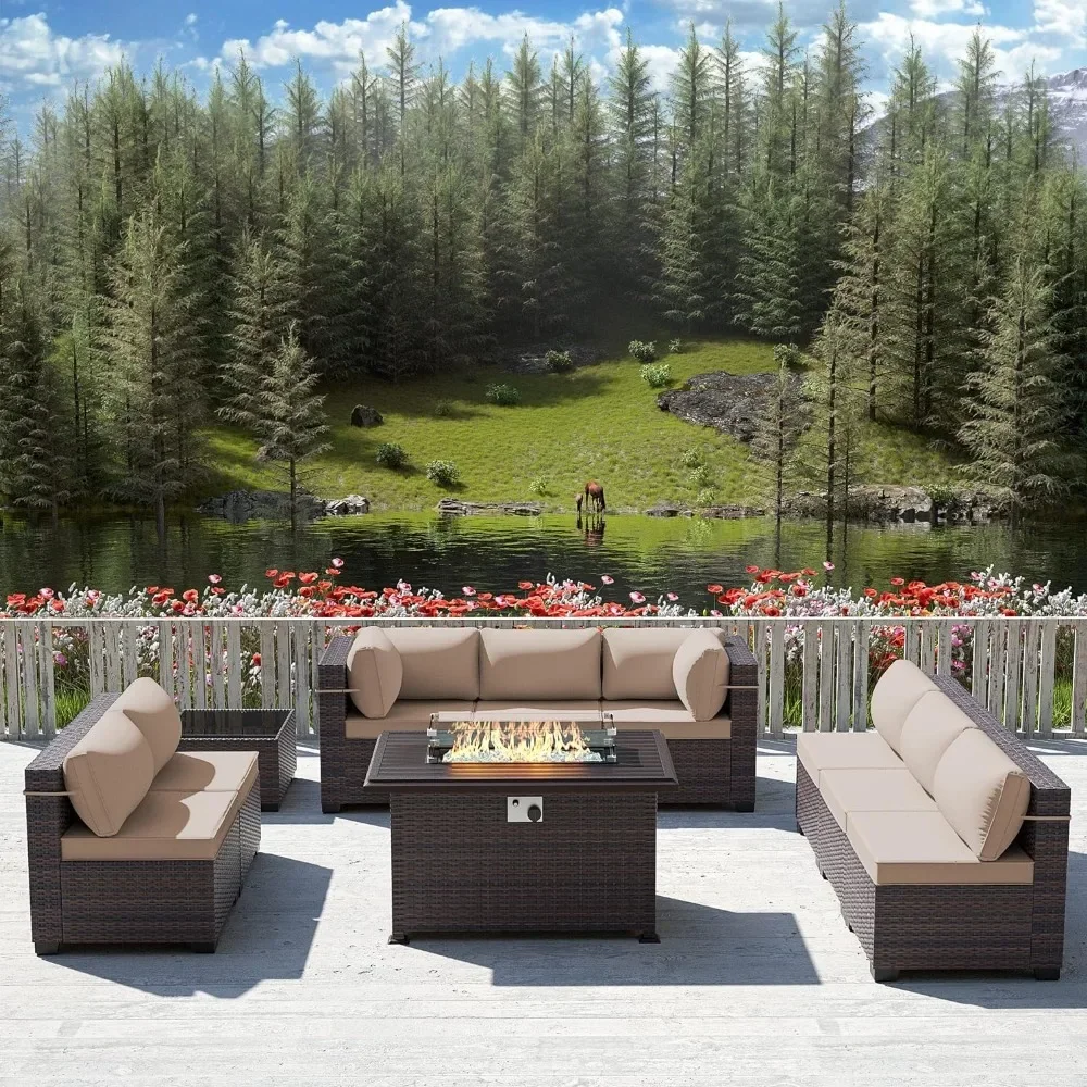 Outdoor Furniture Set With Fire Pit - -Ensemble de meubles de Patio avec
