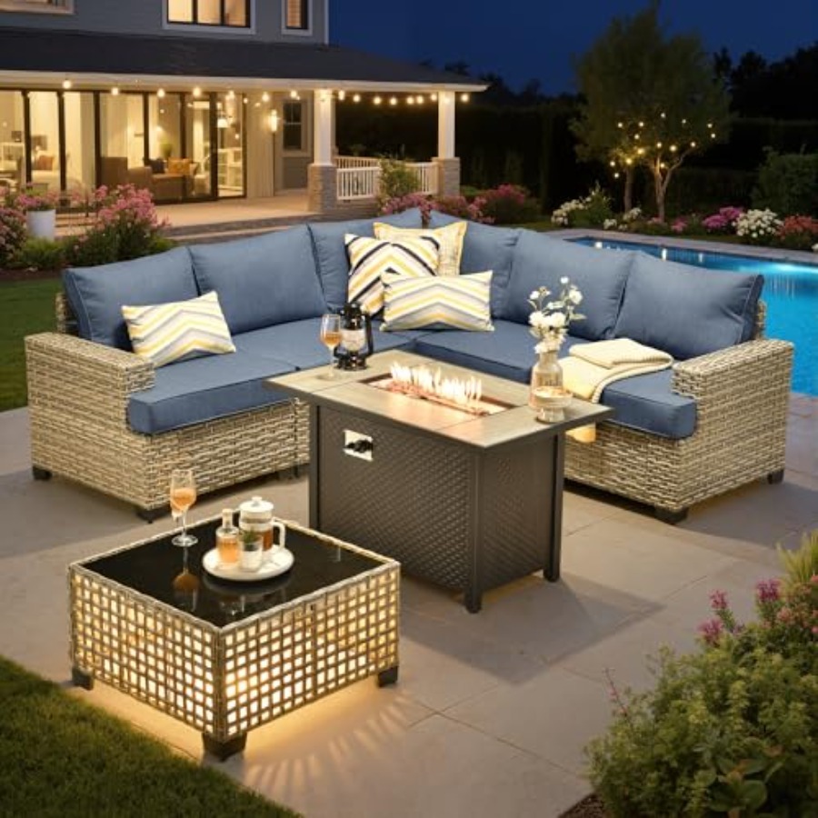 Outdoor Furniture Set With Fire Pit - Ensemble de mobilier de patio modulable