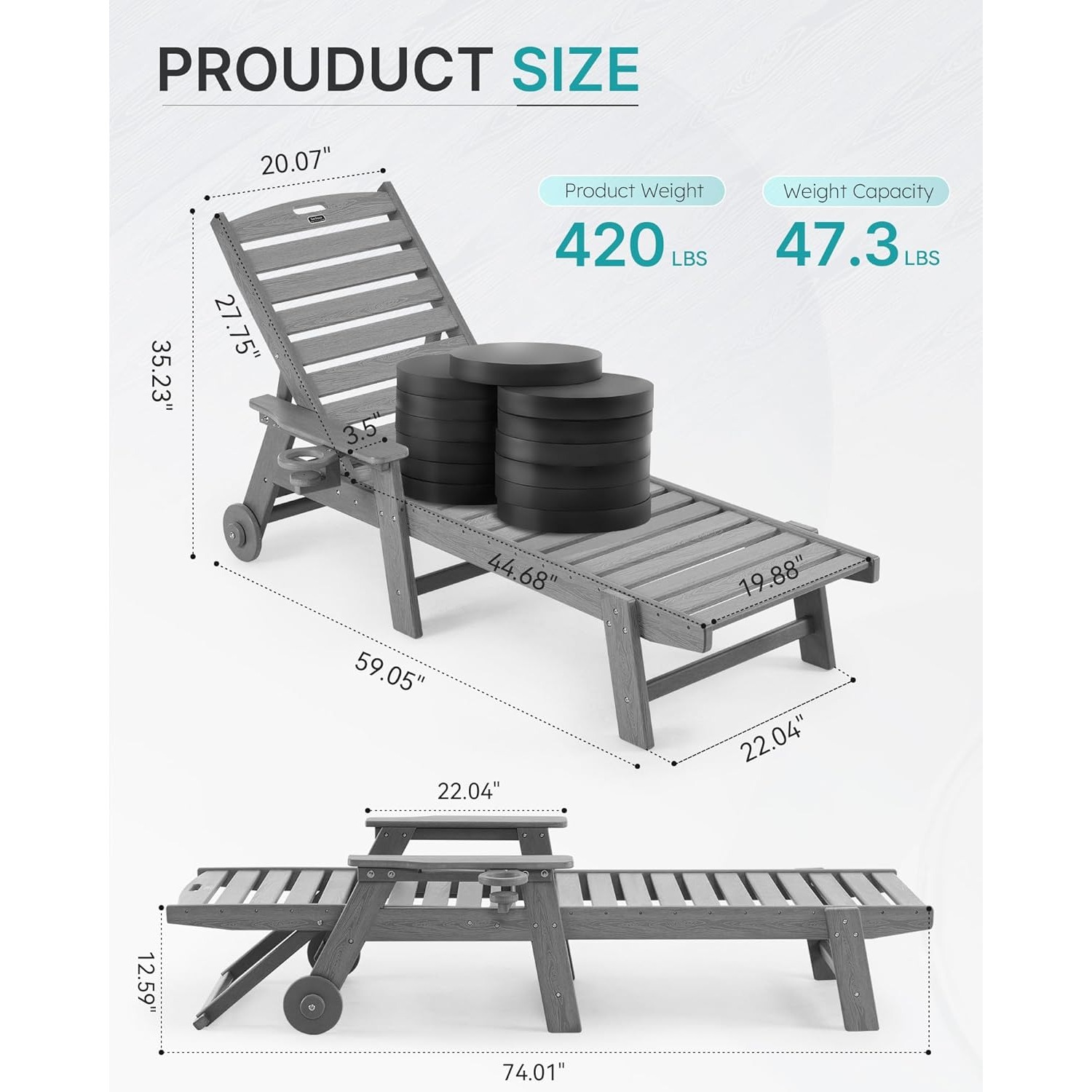 Outdoor Furniture Hdpe - Chaise longue de patio extérieure avec