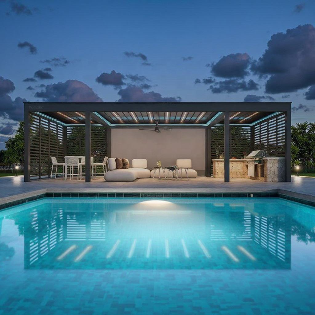 Outdoor Furniture Aluminum - Pergola rectangulaire en alliage d'aluminium de