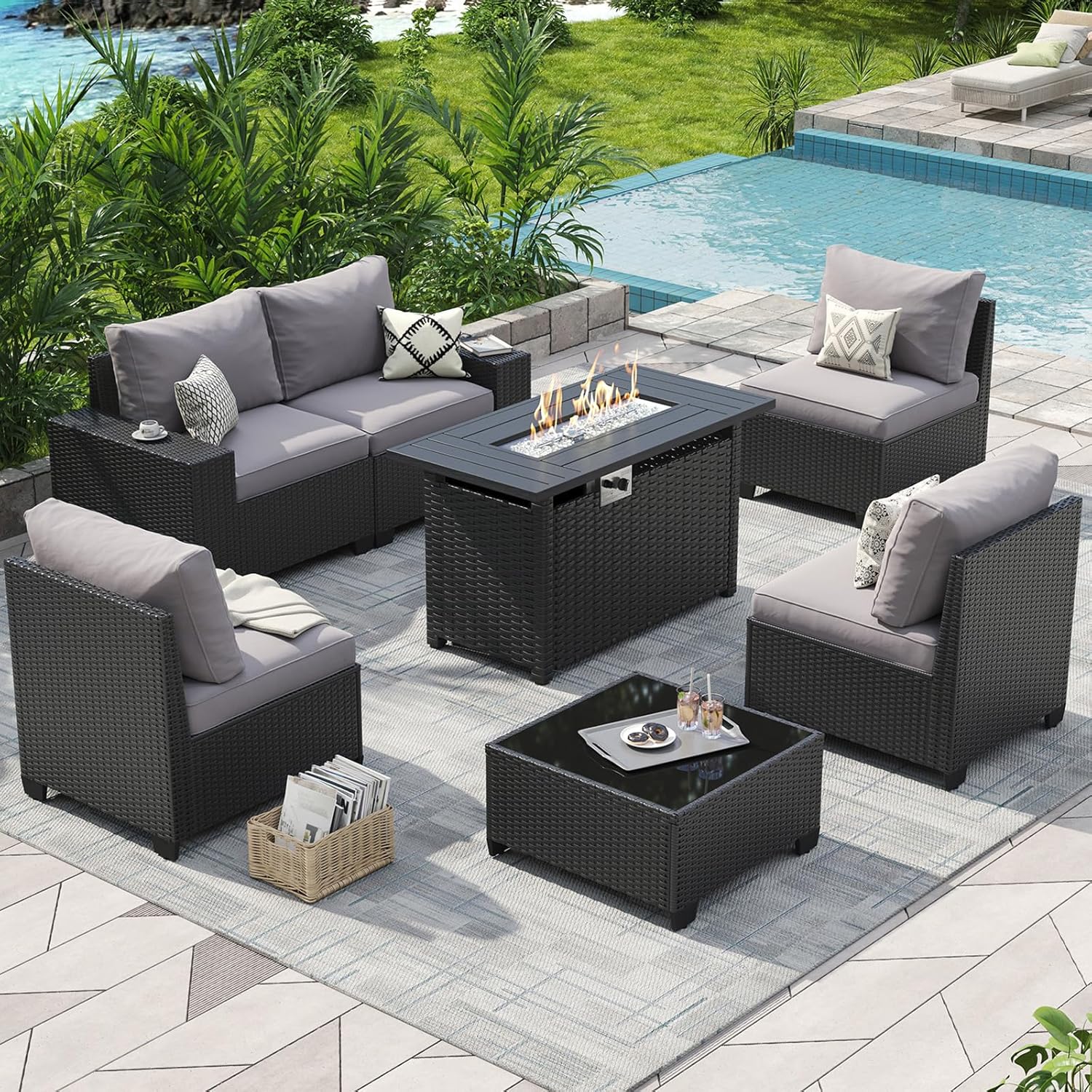 Outdoor Furniture Set With Fire Pit - Ensemble de meubles de patio extérieur