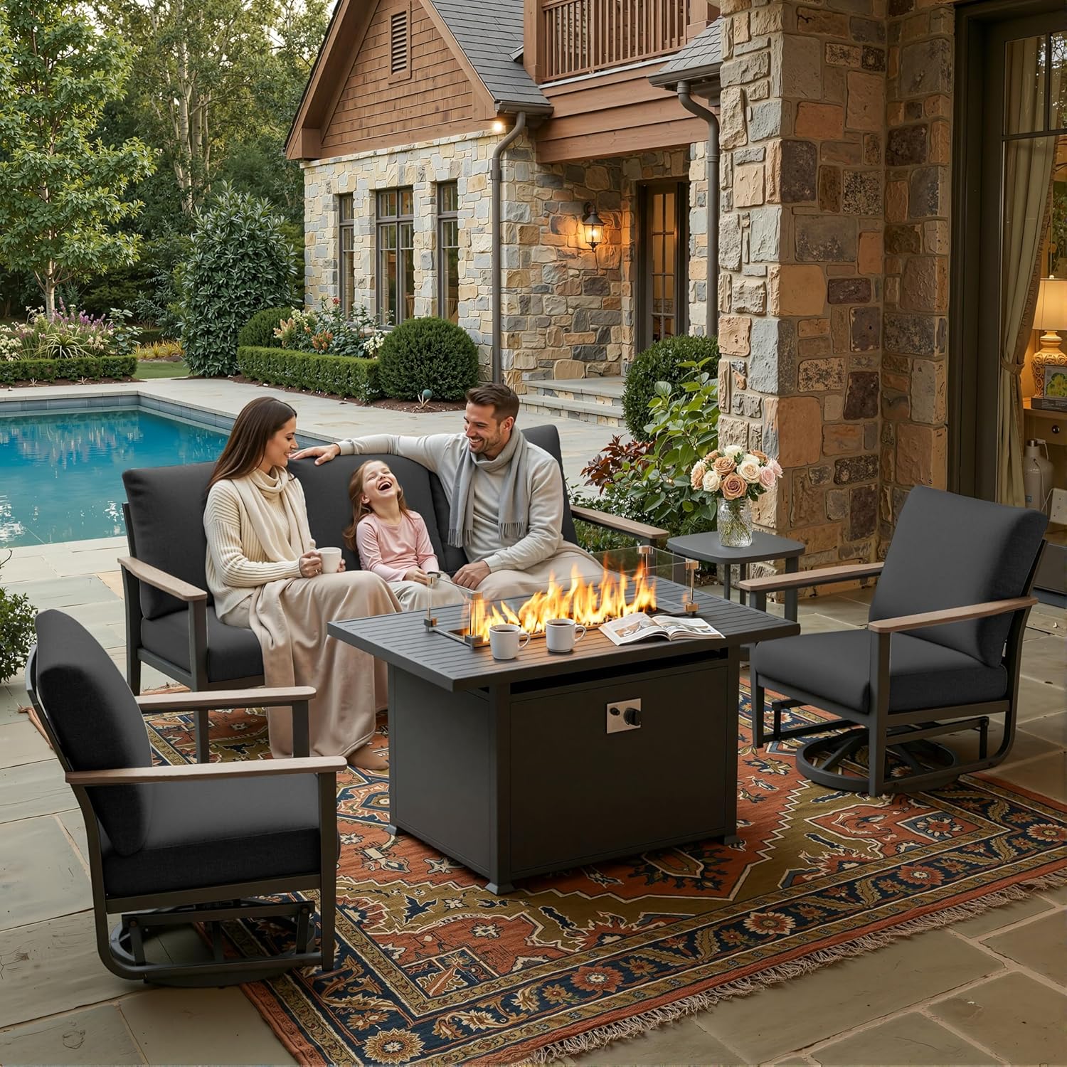 Outdoor Furniture Set With Fire Pit - Ensemble de patio en aluminium 5