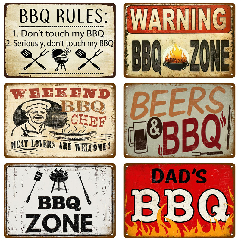 Outdoor Furniture Zone - Panneau en étain Vintage pour barbecue