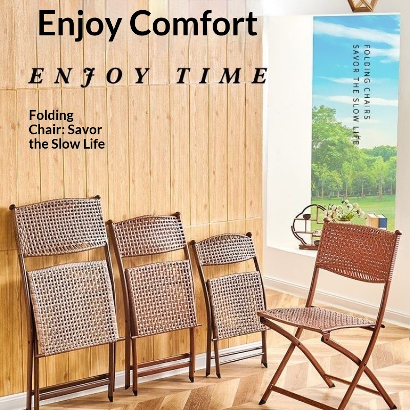 Outdoor Furniture Kids - Chaise pliante portable en rotin, légère,