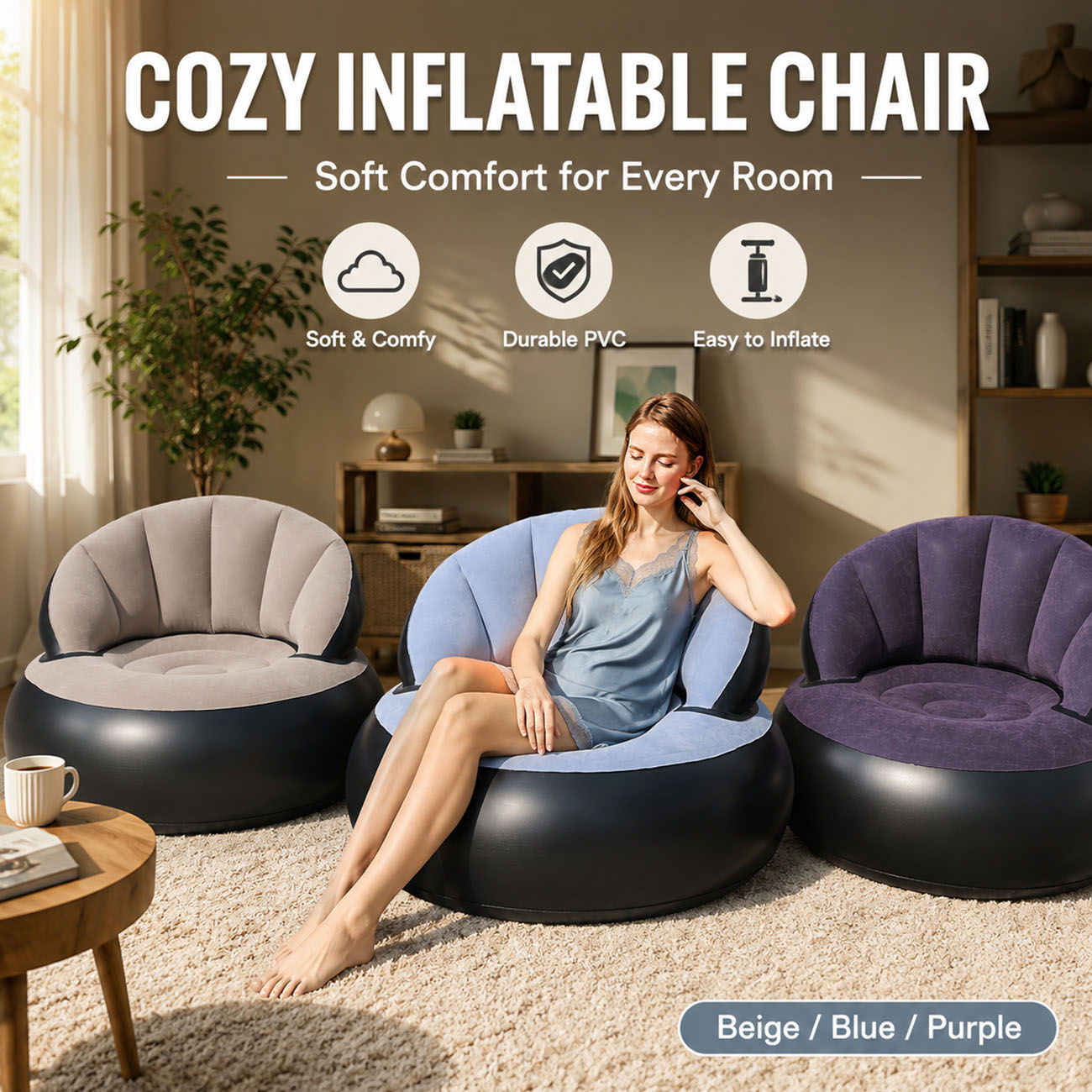 Outdoor Furniture Lounge - Fauteuil gonflable pour adultes, fauteuil confortable