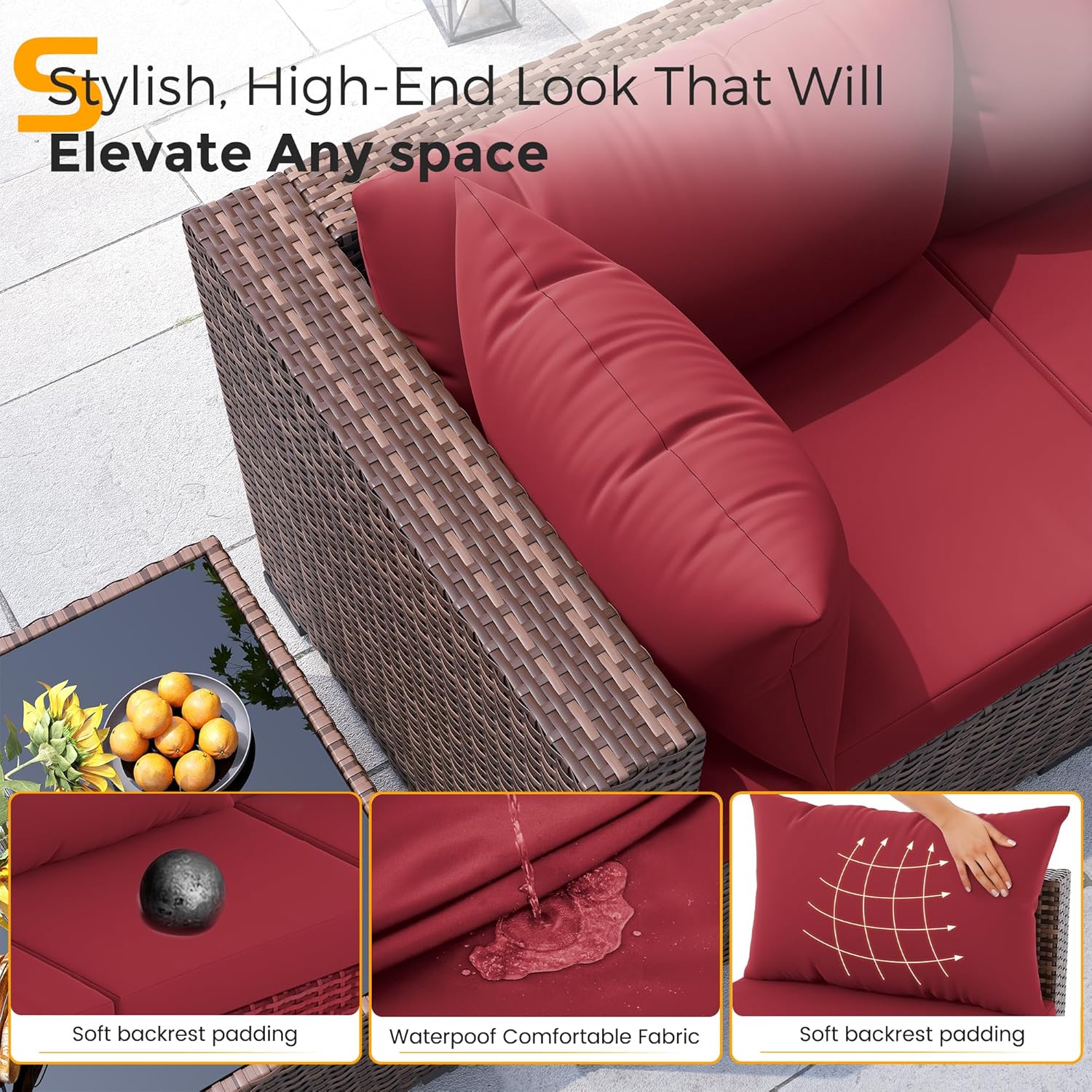 Ensemble de 8 pièces de canapé - Outdoor Furniture Set With Fire Pit avis et prix