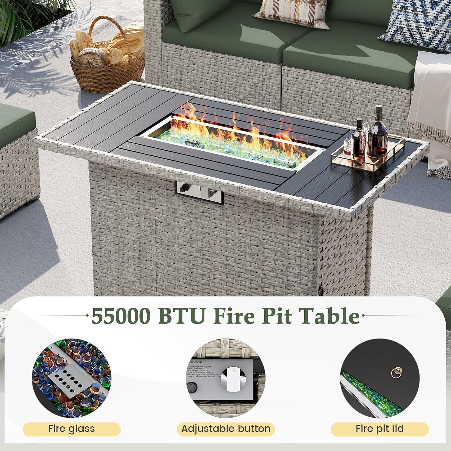 Ensemble de canapé d'extérieur - Outdoor Furniture Set With Fire Pit avis et prix